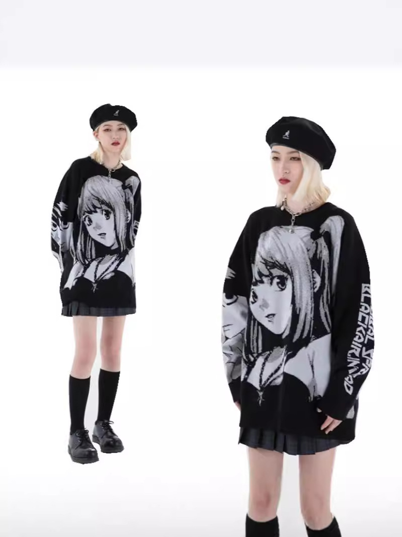 Hip-hop loose style beautiful girl pullover sweater